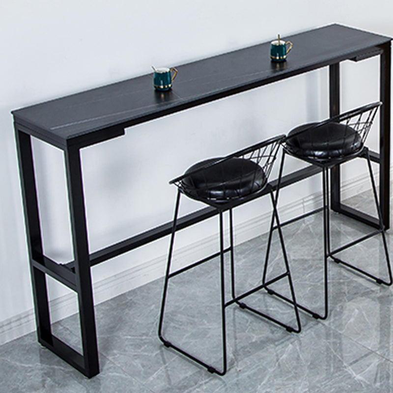 Contemporary Bar Dining Table Indoor Rectangle Bar Table with Iron Base