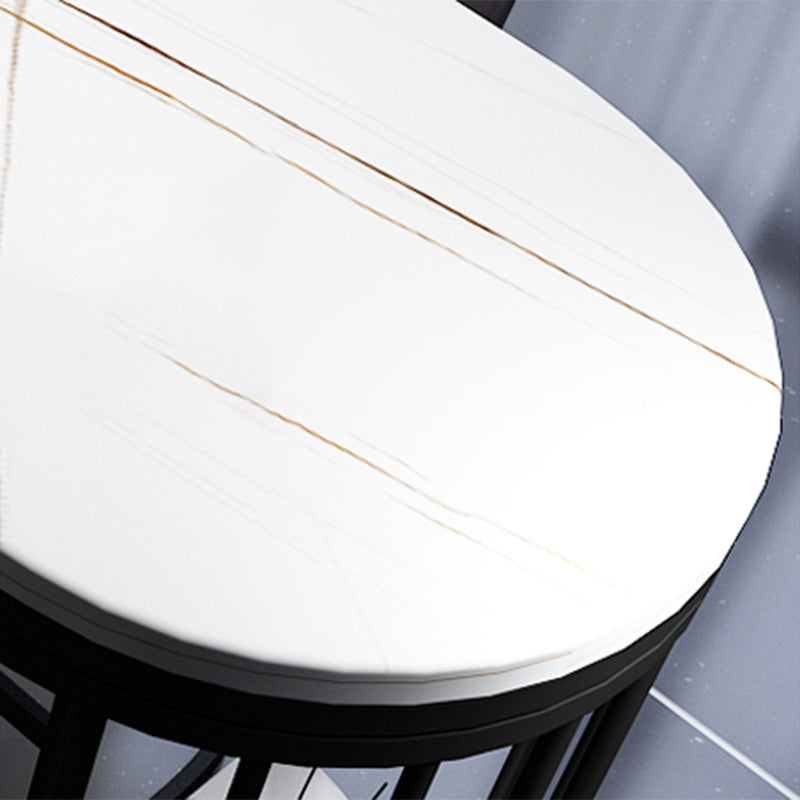 Modern Living Room Patio Bar Table White Marble Storage Counter-height Pub Table