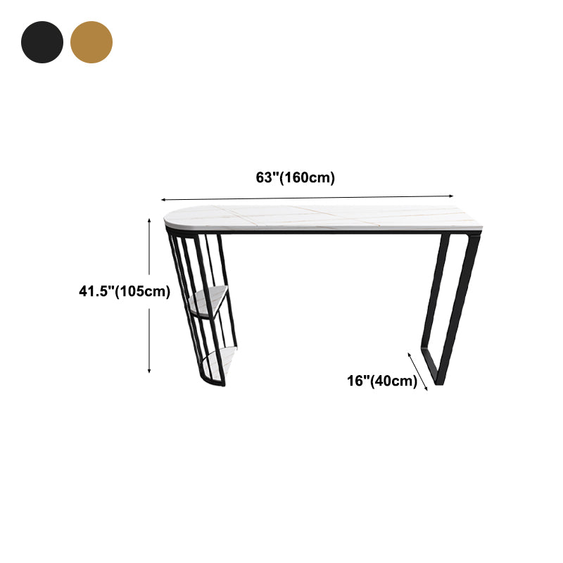 Modern Living Room Patio Bar Table White Marble Storage Counter-height Pub Table