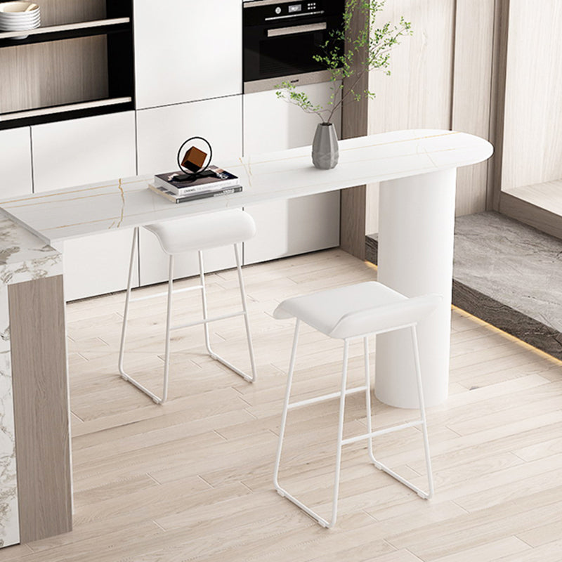 Contemporary Bar Dining Table Indoor Bar Table with Iron Base in White