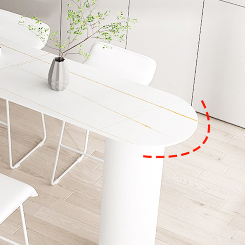Contemporary Bar Dining Table Indoor Bar Table with Iron Base in White