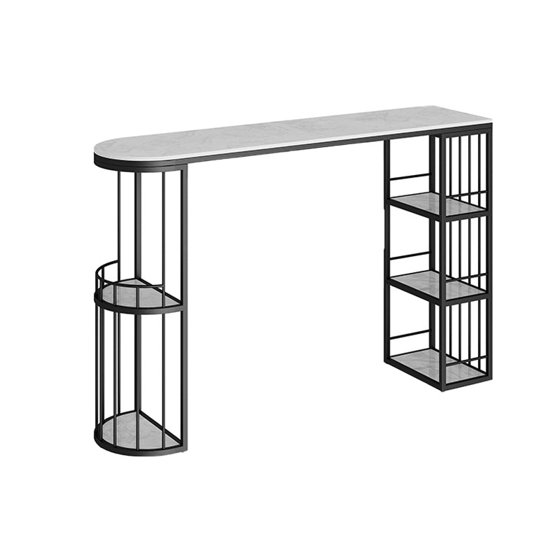 Indoor Stone Sled Cocktail Bar Table Modern Fixed Table Storage Bar Height Table