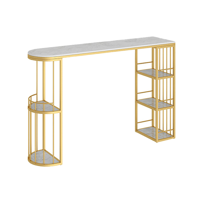 Indoor Stone Sled Cocktail Bar Table Modern Fixed Table Storage Bar Height Table