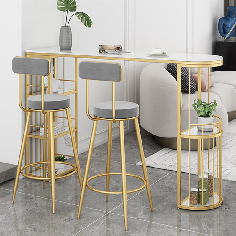 Indoor Stone Sled Cocktail Bar Table Modern Fixed Table Storage Bar Height Table