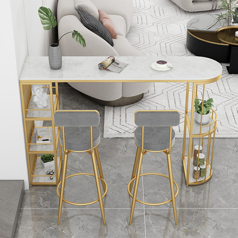 Indoor Stone Sled Cocktail Bar Table Modern Fixed Table Storage Bar Height Table