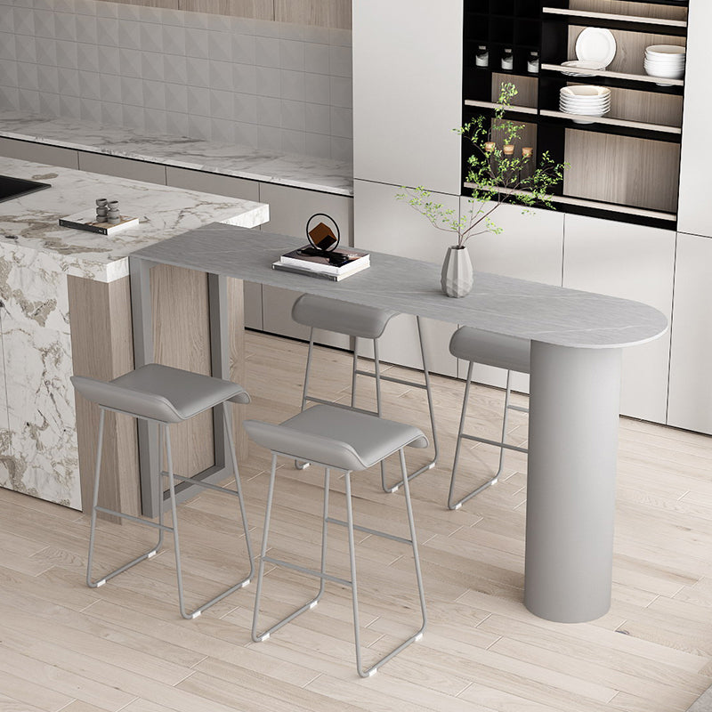 Stone Modern Indoor Bistro Bar Table Double Pedestal Bar Height Cocktail Table