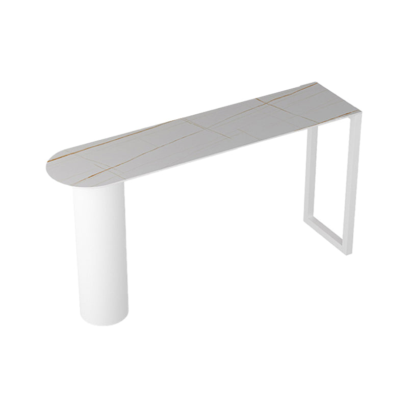 Stone Modern Indoor Bistro Bar Table Double Pedestal Bar Height Cocktail Table