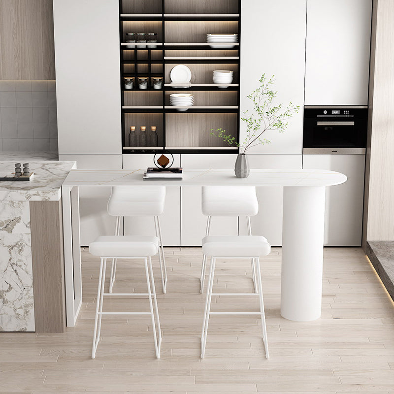 Stone Modern Indoor Bistro Bar Table Double Pedestal Bar Height Cocktail Table
