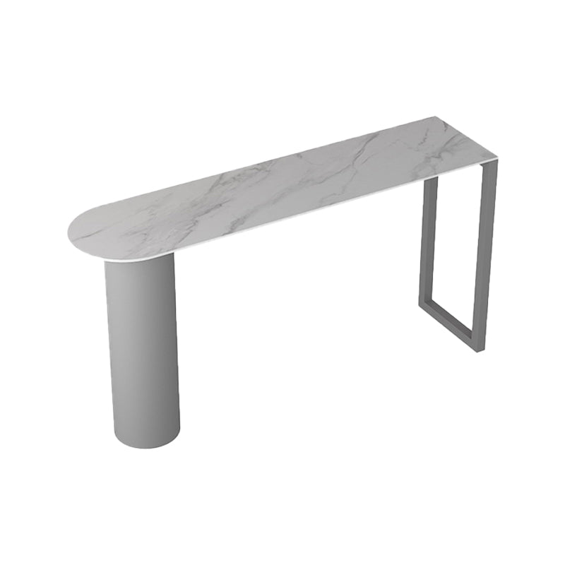 Stone Modern Indoor Bistro Bar Table Double Pedestal Bar Height Cocktail Table