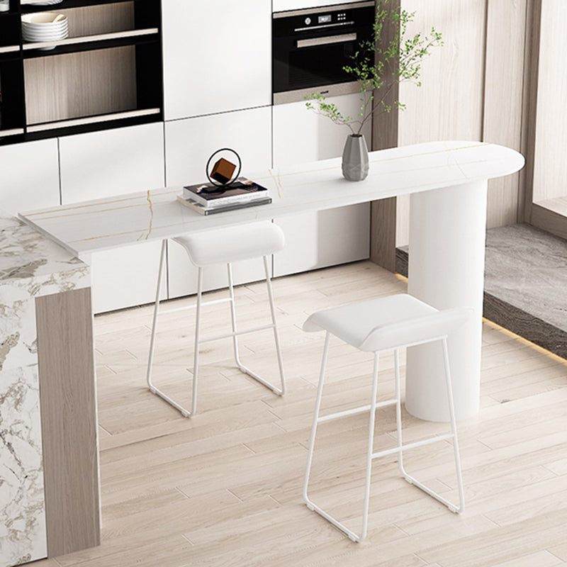 Stone Modern Indoor Bistro Bar Table Double Pedestal Bar Height Cocktail Table