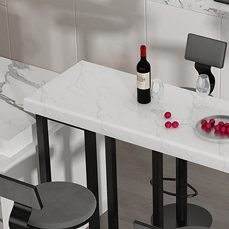 Marble Stone Indoor White Bistro Bar Table Storage Fixed Table Modern Counter Wine Table