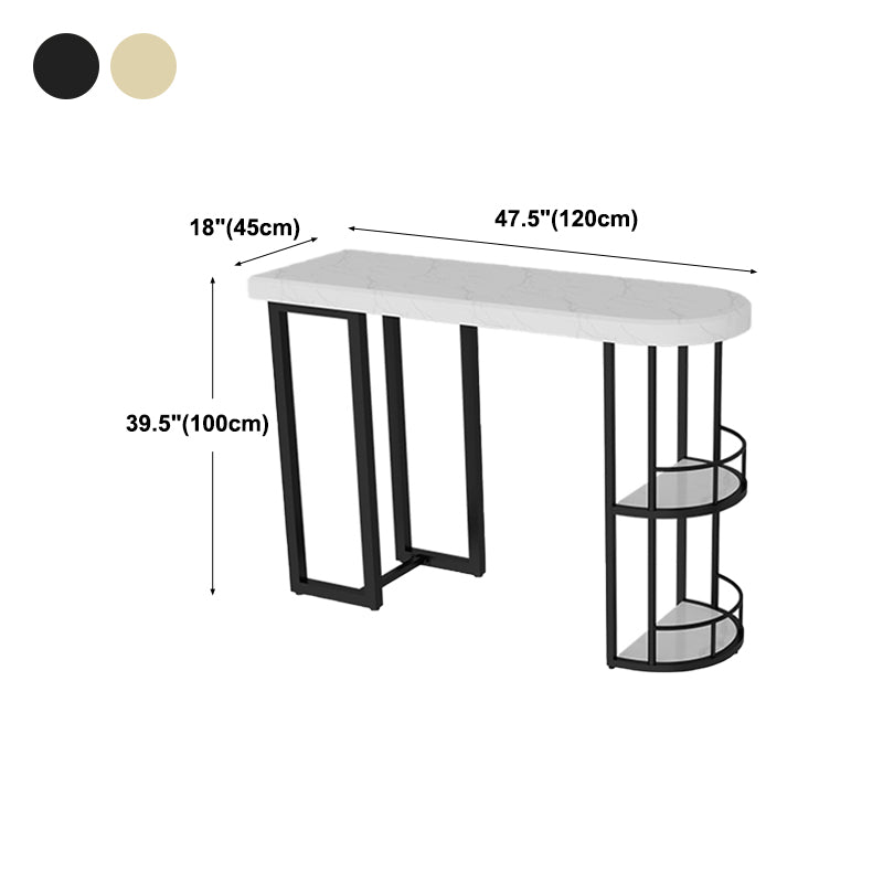 Marble Stone Indoor White Bistro Bar Table Storage Fixed Table Modern Counter Wine Table