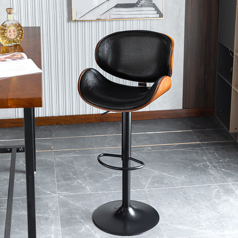 Scandinavian Adjustable Height Metal Counter Stools Wood Low Back Bar Stools (Set of 2)