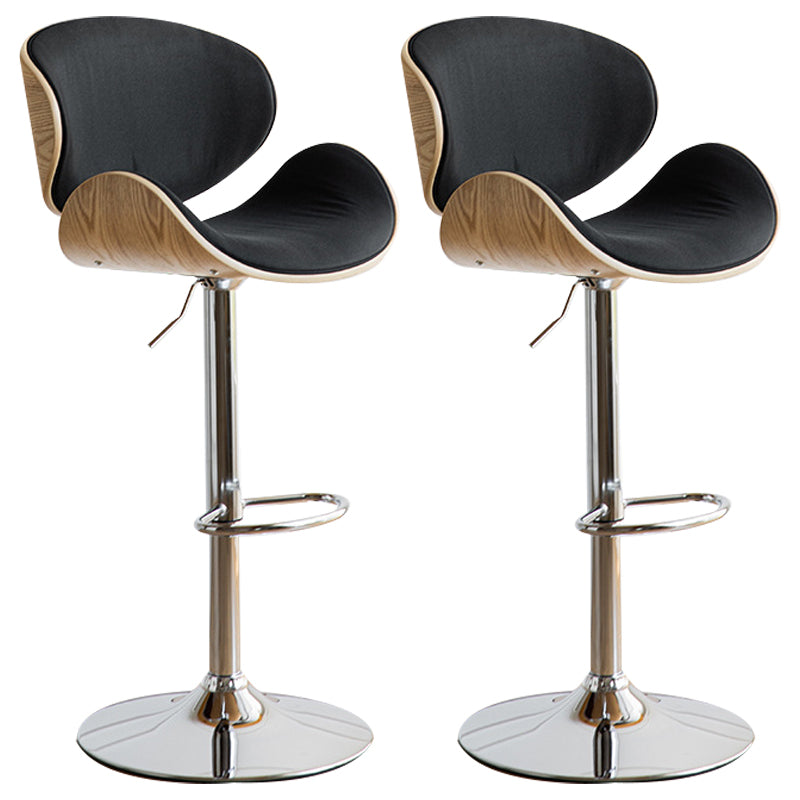 Scandinavian Adjustable Height Metal Counter Stools Wood Low Back Bar Stools (Set of 2)