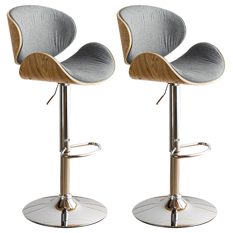Scandinavian Adjustable Height Metal Counter Stools Wood Low Back Bar Stools (Set of 2)