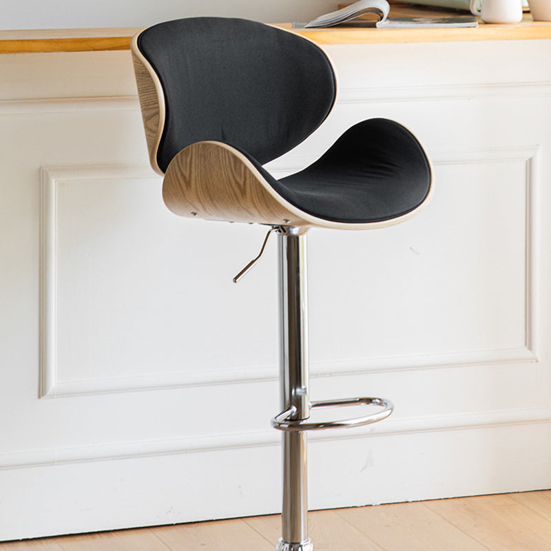 Scandinavian Adjustable Height Metal Counter Stools Wood Low Back Bar Stools (Set of 2)