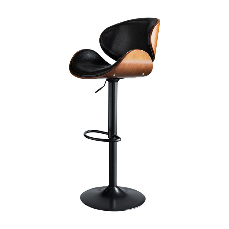 Scandinavian Adjustable Height Metal Counter Stools Wood Low Back Bar Stools (Set of 2)