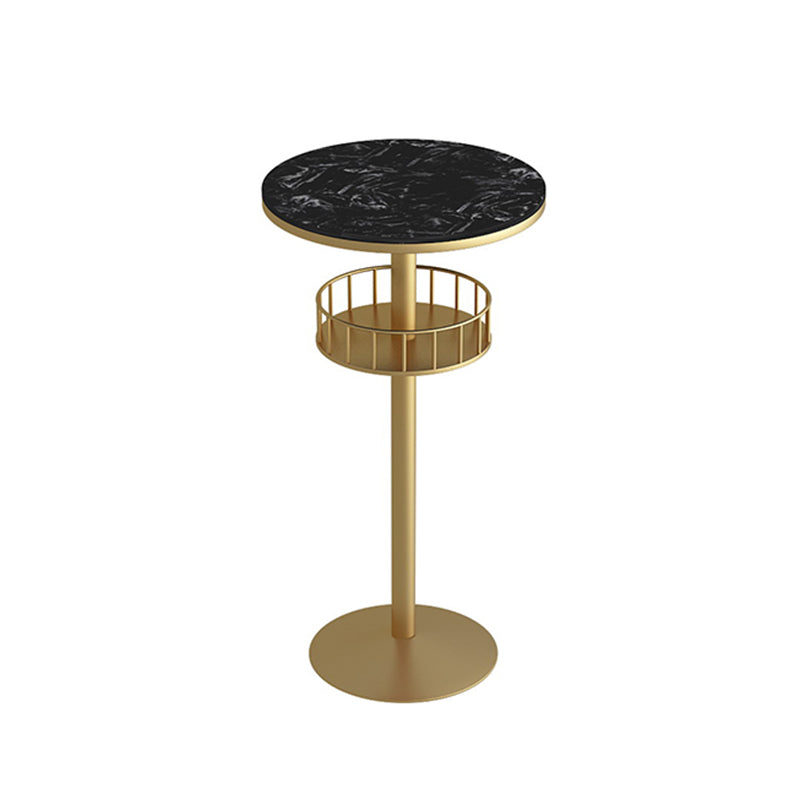 Contemporary Marble Pedestal Pub Bar Table Balcony Event and Cocktail Table with Storage