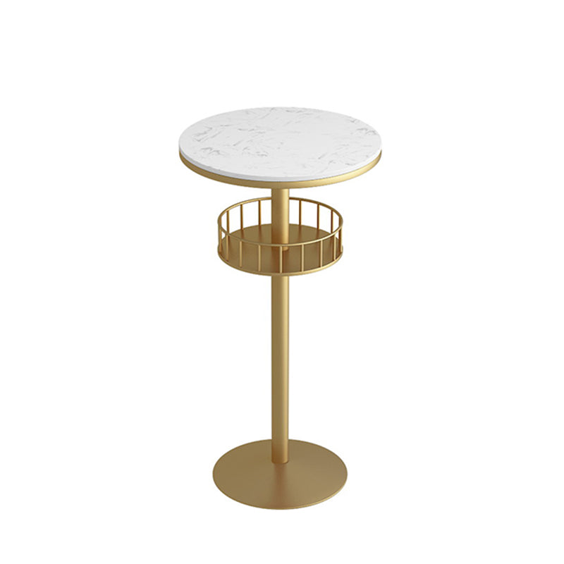 Contemporary Marble Pedestal Pub Bar Table Balcony Event and Cocktail Table with Storage