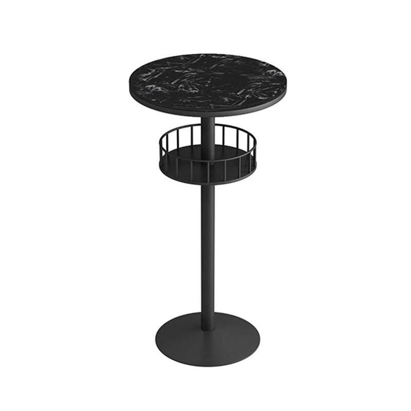 Contemporary Marble Pedestal Pub Bar Table Balcony Event and Cocktail Table with Storage