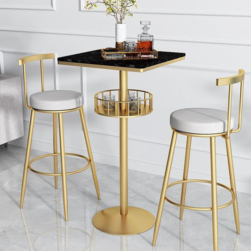 Contemporary Marble Pedestal Pub Bar Table Balcony Event and Cocktail Table with Storage