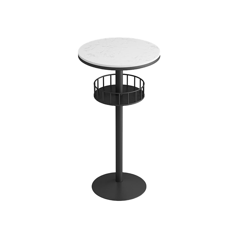 Contemporary Marble Pedestal Pub Bar Table Balcony Event and Cocktail Table with Storage