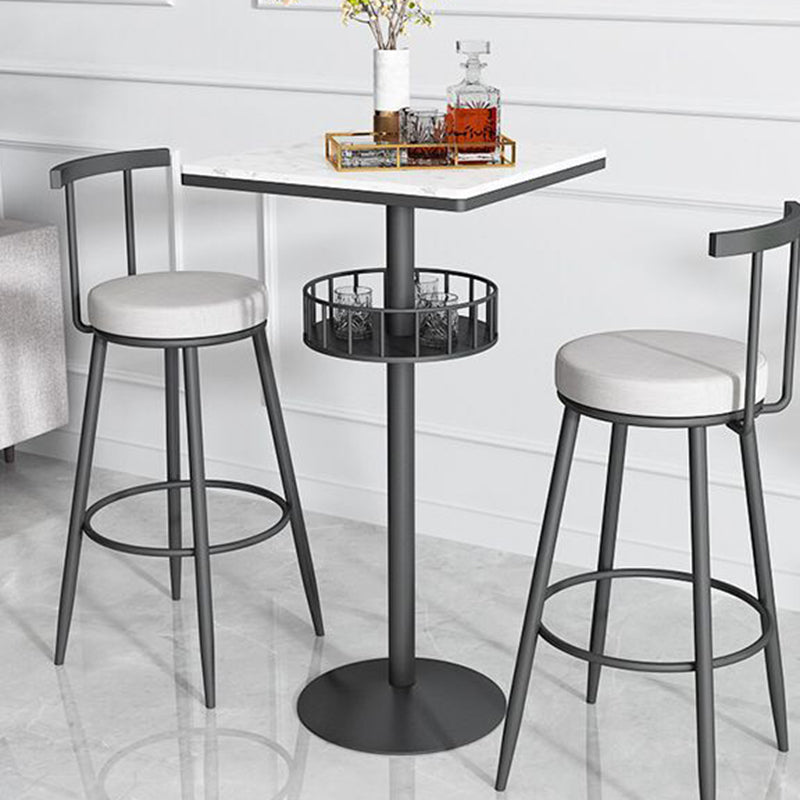 Contemporary Marble Pedestal Pub Bar Table Balcony Event and Cocktail Table with Storage