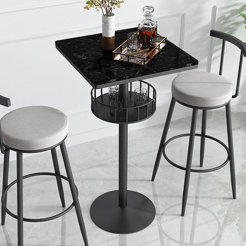 Contemporary Marble Pedestal Pub Bar Table Balcony Event and Cocktail Table with Storage