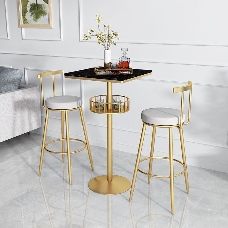 Contemporary Marble Pedestal Pub Bar Table Balcony Event and Cocktail Table with Storage
