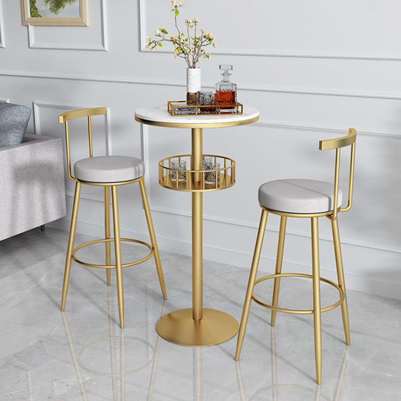 Contemporary Marble Pedestal Pub Bar Table Balcony Event and Cocktail Table with Storage