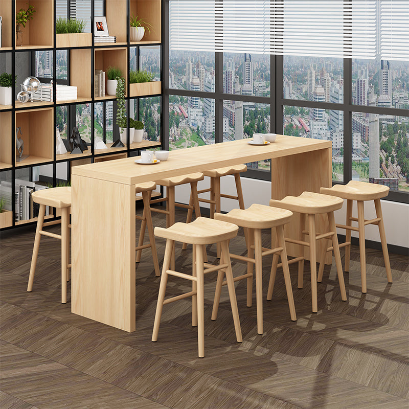 Wood Indoor Bistro Bar Height Cocktail Table Double Pedestal Counter Table