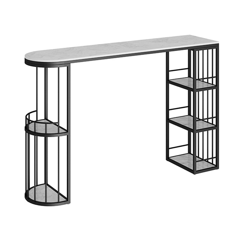 Contemporary Bar Dining Table Indoor Bar Height Pub Table with Shelves