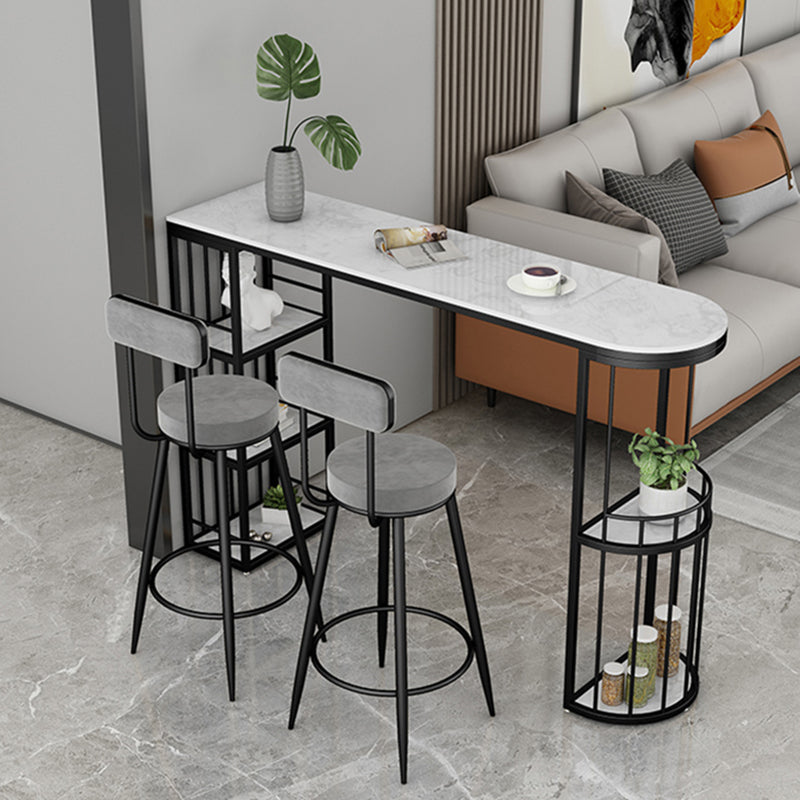 Contemporary Bar Dining Table Indoor Bar Height Pub Table with Shelves