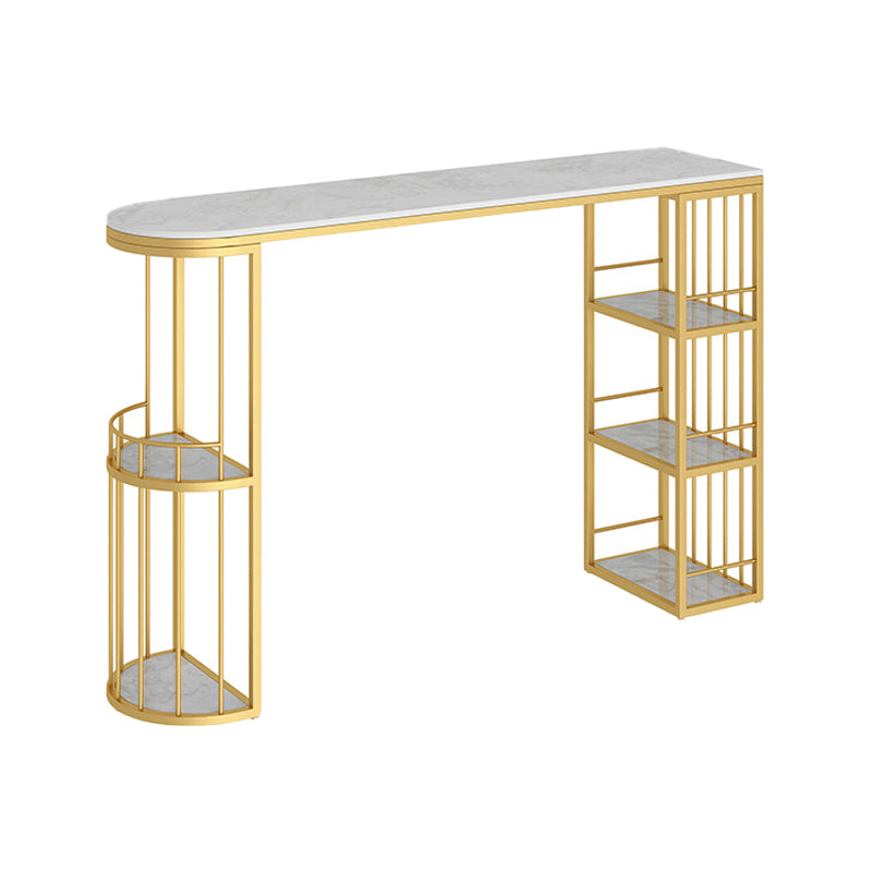 Contemporary Bar Dining Table Indoor Bar Height Pub Table with Shelves