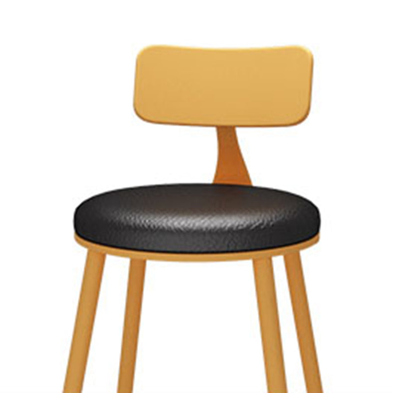 Industrial Orange Counter Stools Iron PU Upholstery Bar Stools with Low Back