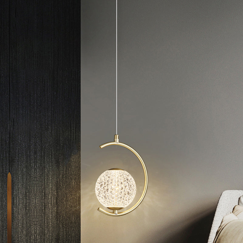 Pendre en forme de laiton Round Light Minimaliste LED Metal Suspension Light