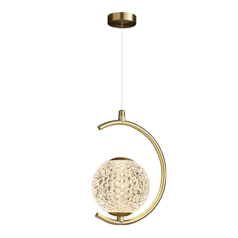 Pendre en forme de laiton Round Light Minimaliste LED Metal Suspension Light