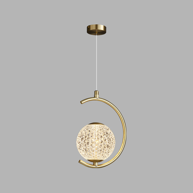 Pendre en forme de laiton Round Light Minimaliste LED Metal Suspension Light