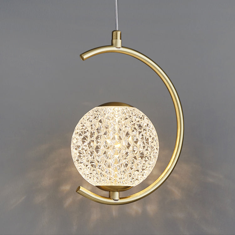 Pendre en forme de laiton Round Light Minimaliste LED Metal Suspension Light