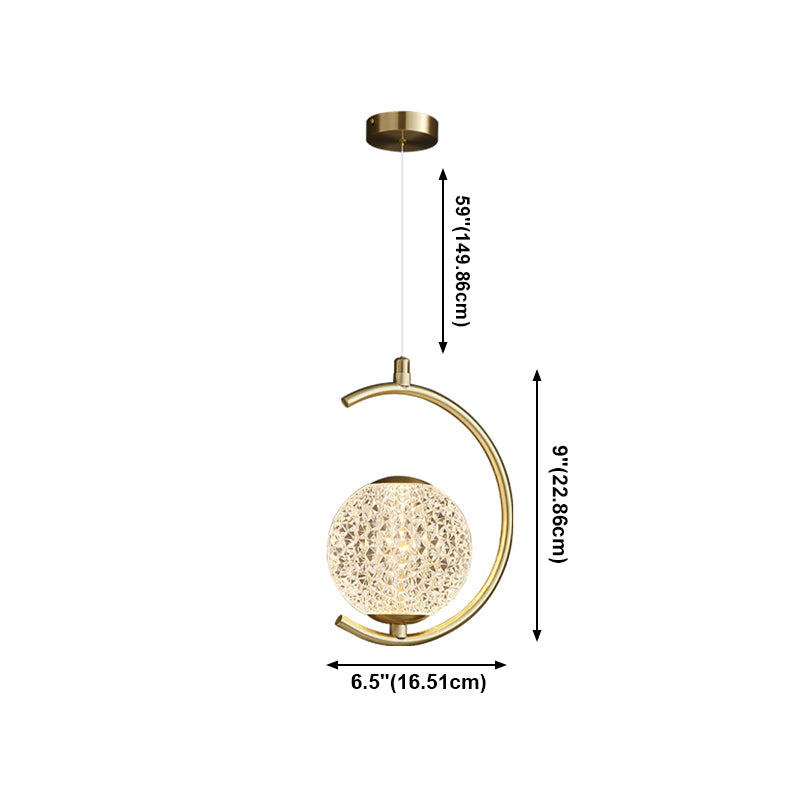 Pendre en forme de laiton Round Light Minimaliste LED Metal Suspension Light