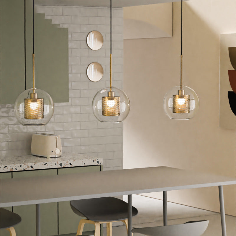 1 lampe suspendue en verre léger métal géométrique suspendu pendant léger en clair