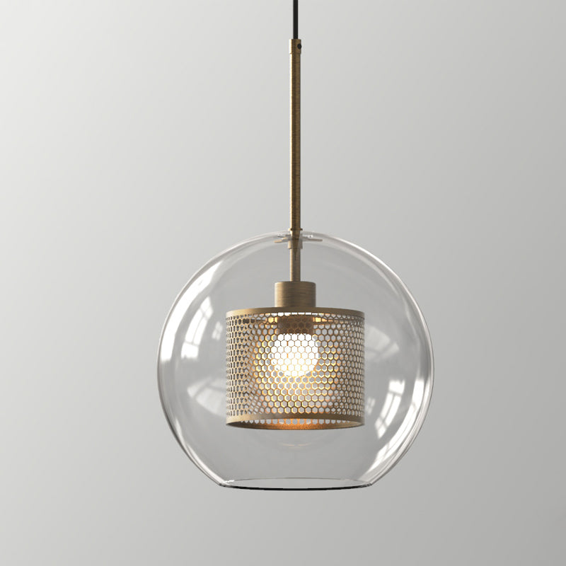 1 lampe suspendue en verre léger métal géométrique suspendu pendant léger en clair