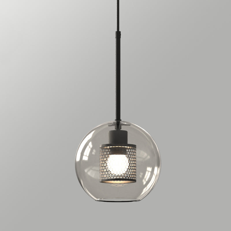 1 lampe suspendue en verre léger métal géométrique suspendu pendant léger en clair