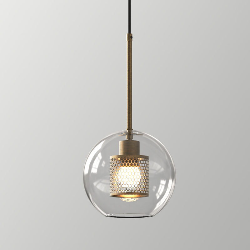 1 lampe suspendue en verre léger métal géométrique suspendu pendant léger en clair