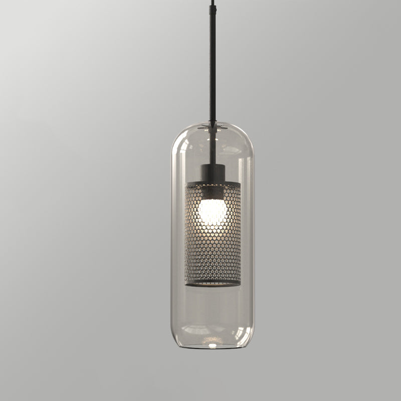 1 lampe suspendue en verre léger métal géométrique suspendu pendant léger en clair