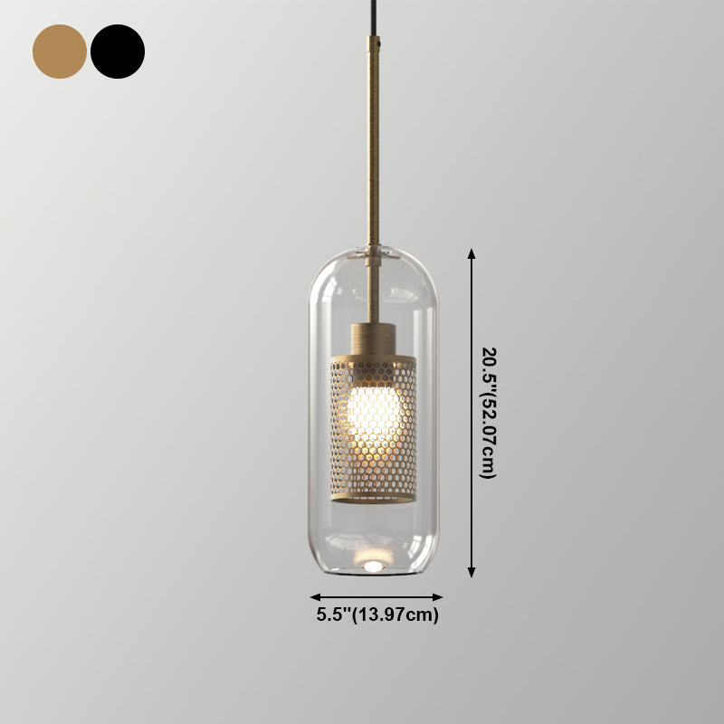 1 lampe suspendue en verre léger métal géométrique suspendu pendant léger en clair