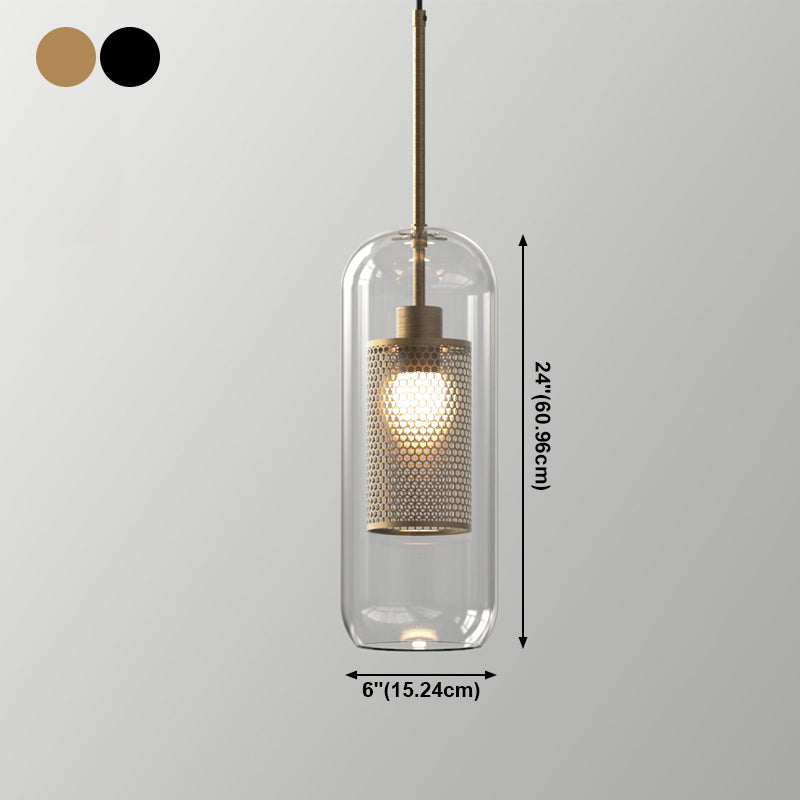 1 lampe suspendue en verre léger métal géométrique suspendu pendant léger en clair