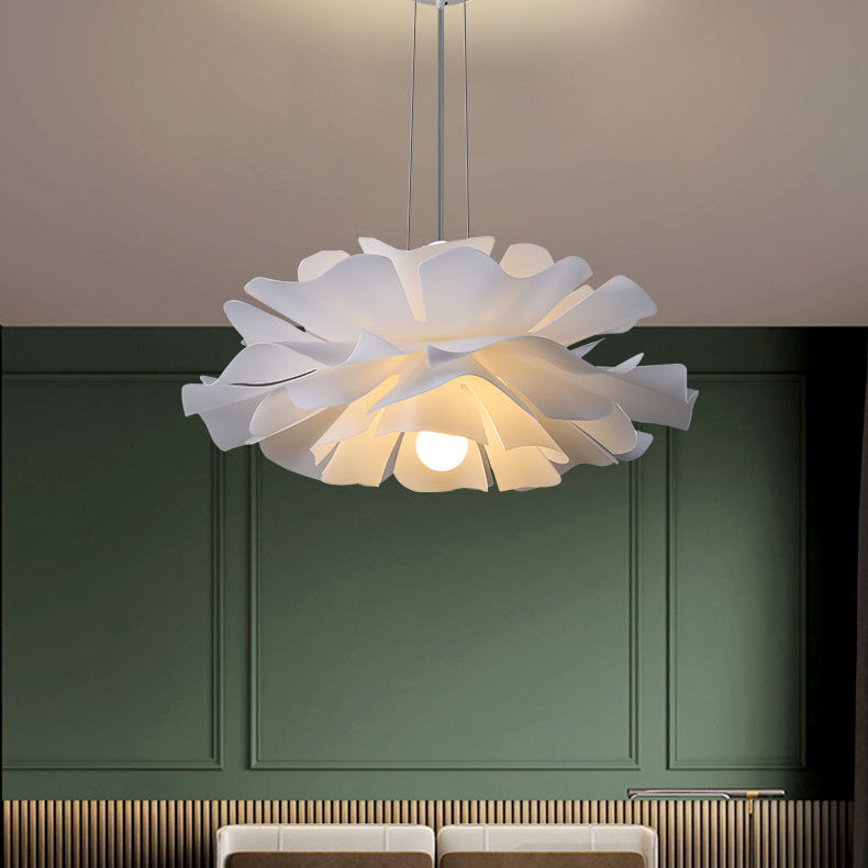 2-Light Pendant Lighting Modern Style White Lotus Shape Suspension Lighting