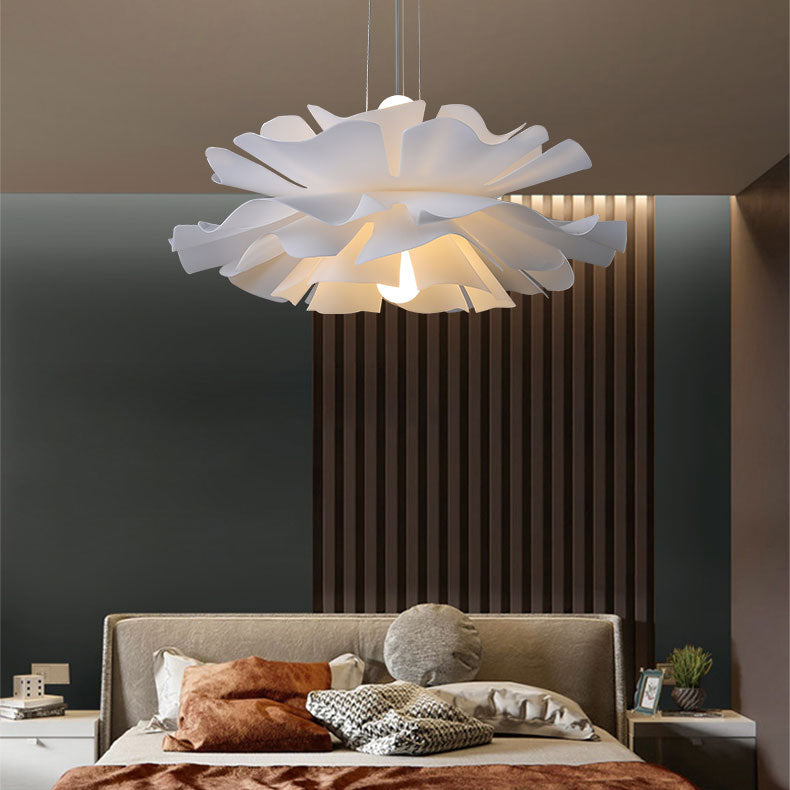 2-Light Pendant Lighting Modern Style White Lotus Shape Suspension Lighting