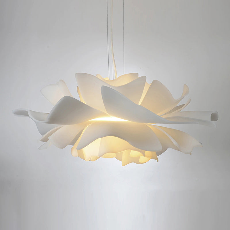 2-Light Pendant Lighting Modern Style White Lotus Shape Suspension Lighting
